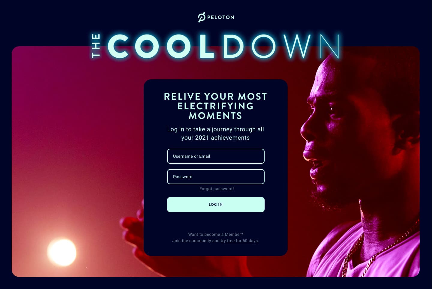 Peloton Cooldown Project - A snapshot of the Peloton Cooldown web app, providing a glimpse of its user interface and features.